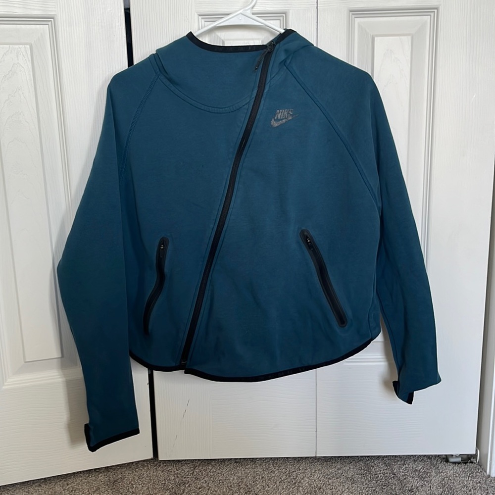Dark teal Nike side zip hoodie.